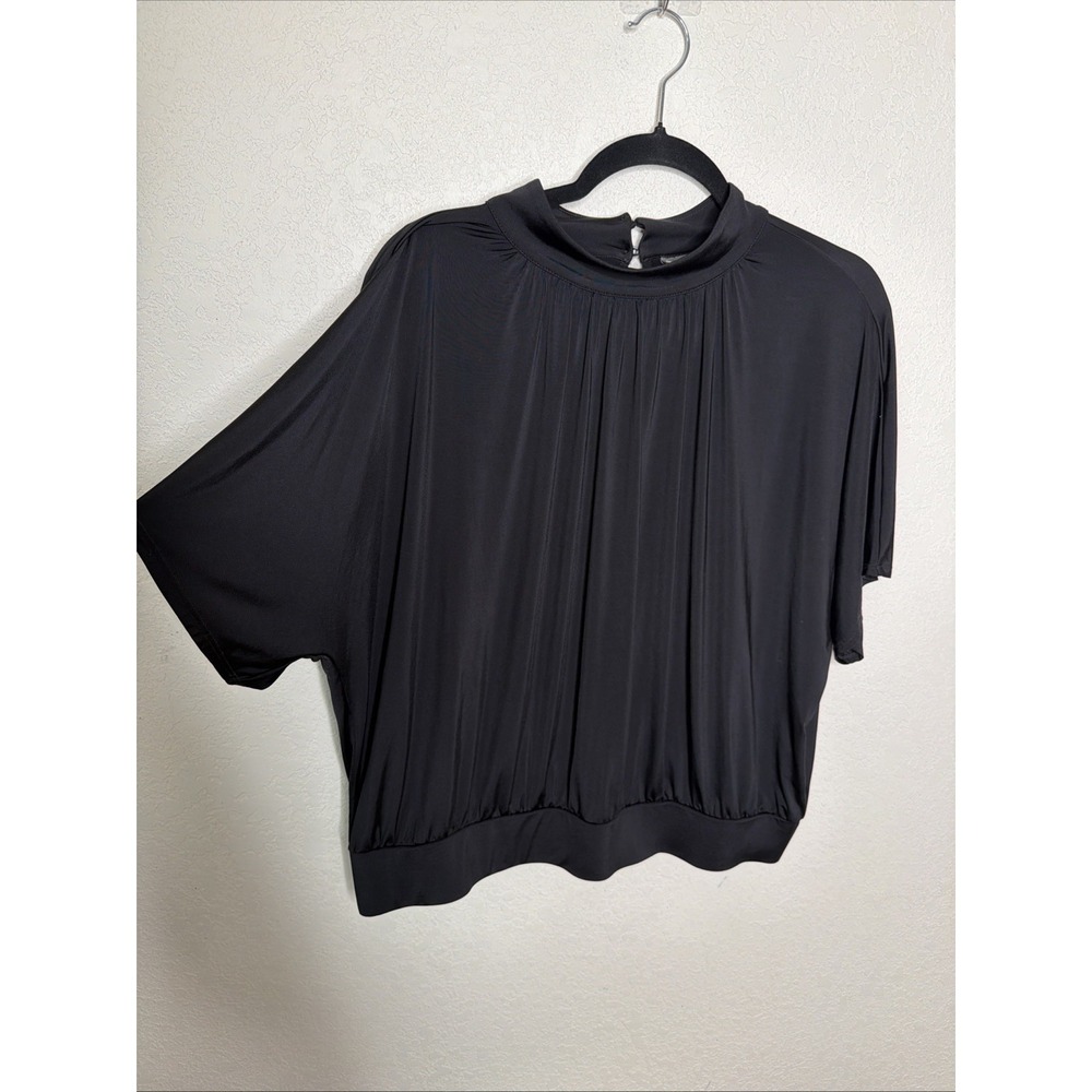 Worthington Blouse Womens XL Black Short Sleeve Career Office Minimalist